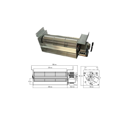 Ventilatore tangenziale Fergas - Codice 158201 - Lunghezza ventola 270 mm - Lunghezza totale 380 mm