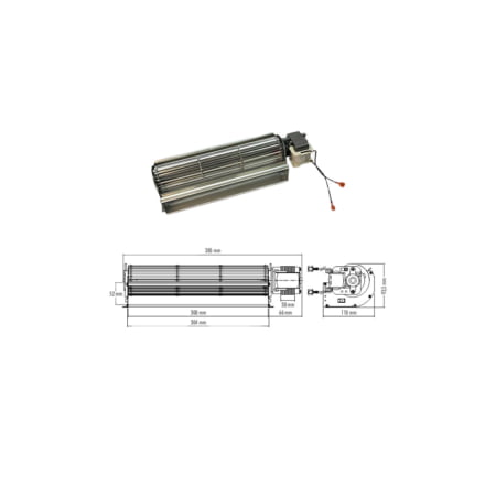 Ventilatore tangenziale Fergas - Codice 181955 - Lunghezza ventola 300 mm - Lunghezza totale 385 mm