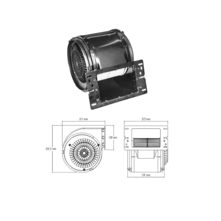 Ventilatore centrifugo Sit - Codice GT500 - Ingombro lunghezza 211 mm - Ingombro altezza 232 mm - Ingombro profondità 215 mm