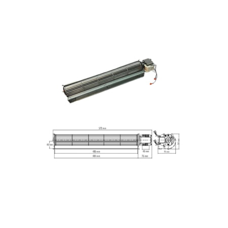 Ventilatore tangenziale Fergas - Codice 115111 - Lunghezza ventola 480 mm - Lunghezza totale 573 mm