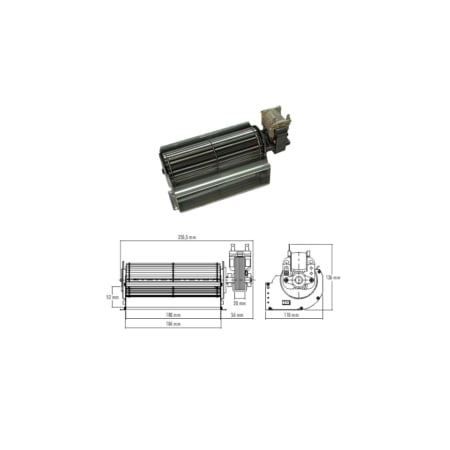 Ventilateur tangentiel Fergas - Code 180403 - Longueur de la roue 180 mm - Longueur totale 255,5 mm