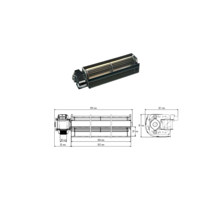 Ventilatore tangenziale Trial Codice TAS24B4-001-S7 - Lunghezza ventola 240 mm - Lunghezza totale 299 mm