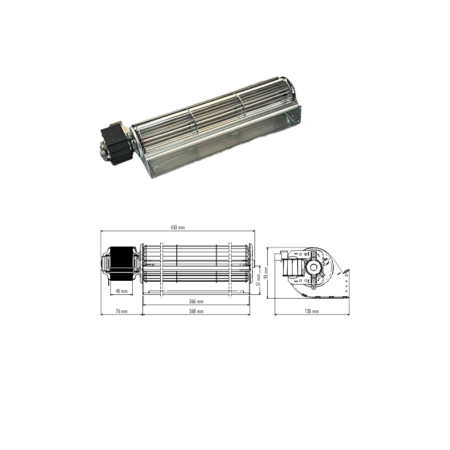 Ventilatore tangenziale Trial Codice THS36B5-043-S5 - Lunghezza ventola 366 mm - Lunghezza totale 453 mm