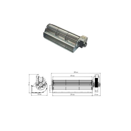 Ventilatore tangenziale Trial Codice THS27B5-007-D1 Lunghezza ventola 272 mm Lunghezza totale 339 mm