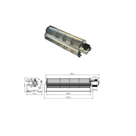Ventilateur tangentiel Essai No. 8A137B-019-D7- Longueur de la roue 370 mm - Longueur totale 462 mm
