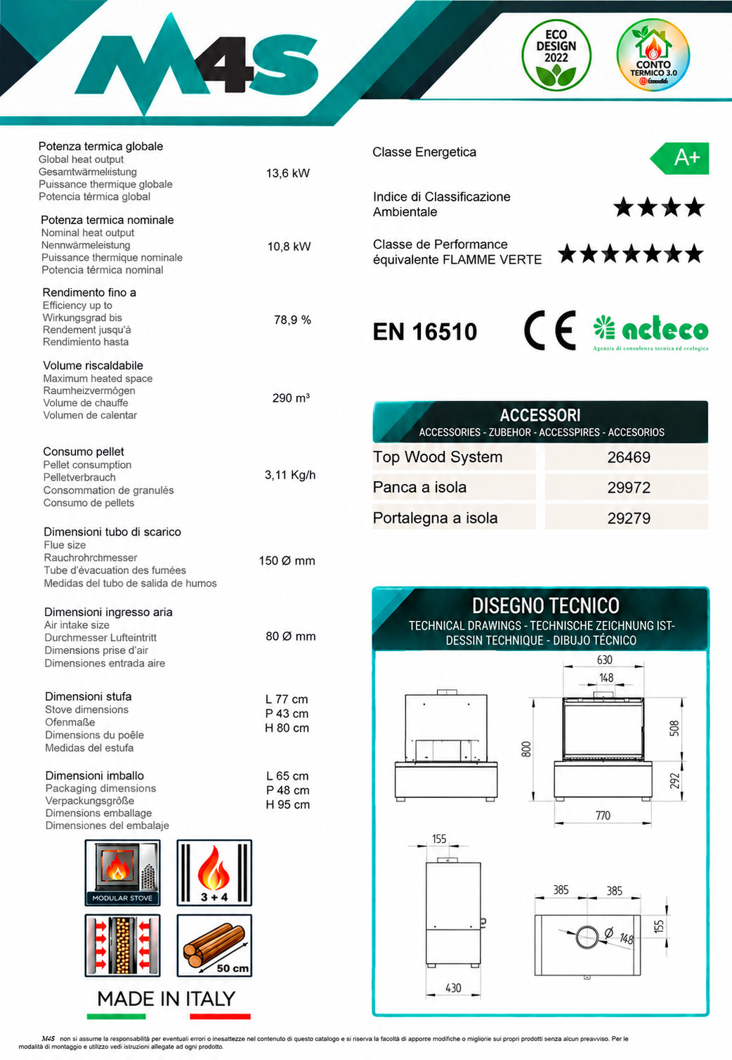 Stufa a legna Ines 13 kw 4 stelle - immagine 3