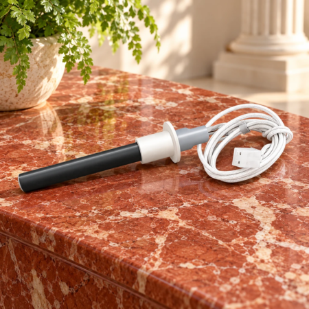Candeletta in ceramica per stufe e caldaie a pellet - Codice CER01 - Con flangia - ø 11,55 mm - 240 Watt - Lunghezza cavi 350 mm - Lunghezza totale 98 mm - Lunghezza sottobattuta 96 mm | Mack4Seasons