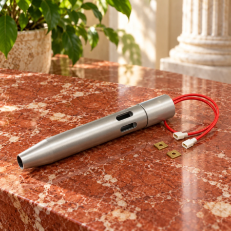 Candeletta in ceramica per stufe e caldaie a pellet - Codice CER04 - Con tubo di convogliazione aria ø 22 mm - 280 Watt - Lunghezza cavi 500 mm - Lunghezza totale 144 mm | Mack4Seasons