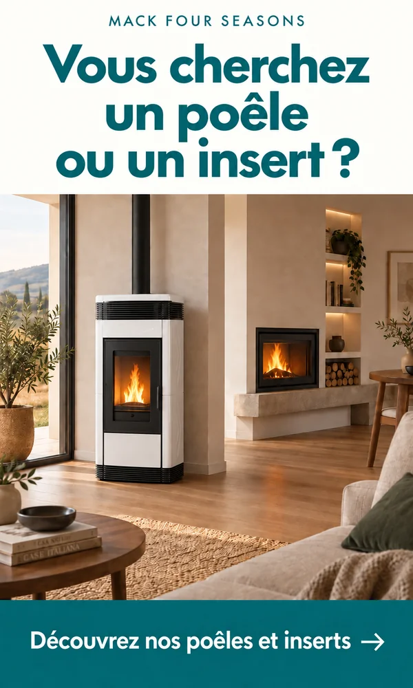 Vous cherchez un poêle ou un insert ? Découvrez l’univers poêles et inserts M4S, avec le poêle JULIA blanc.